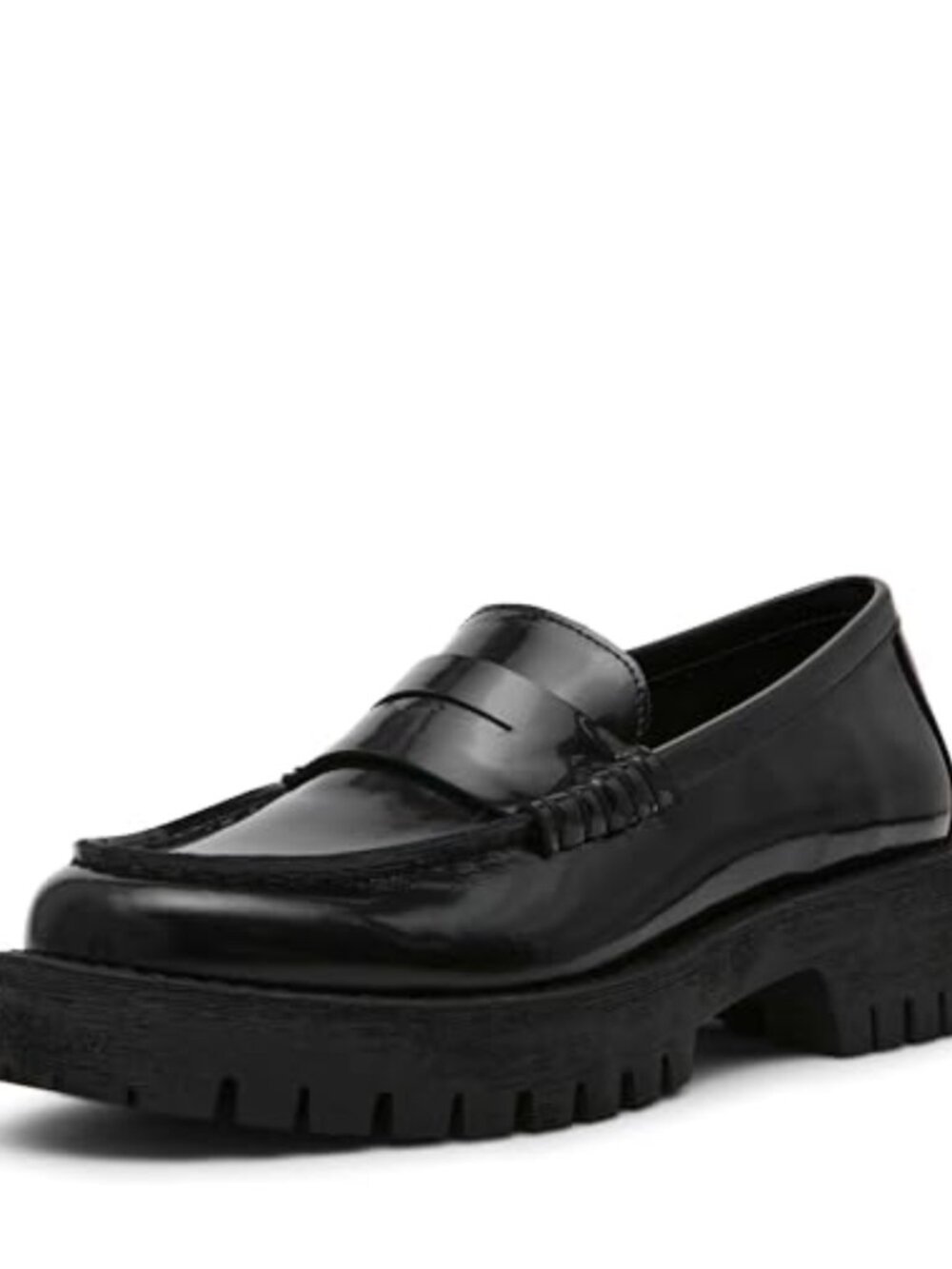 Steve Madden Langsten Loafer Leather Block Heel Slip-On Round Toe